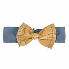 ربطة شعر فيونكة بطبعة الخريطة باللون الازرق و البيج , 1, hi-res