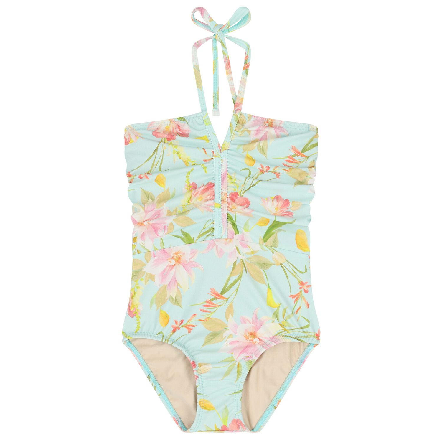 مايوة بنات بطبعة الزهور باللون الأزرق, 1, hi-res