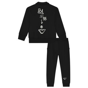 Boys Black Logo Tracksuit