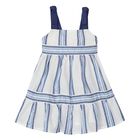 Girls White & Blue Striped Dress, 2, hi-res