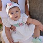 طقم فستان بناتي عاجي وأخضر مزين بالزهور, 1, hi-res