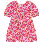 Girls Pink Bow Dress, 1, hi-res