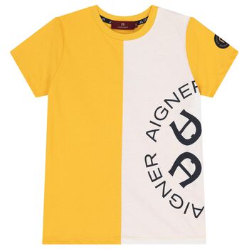 Boys Yellow & White Logo T-Shirt