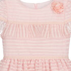 Girls Pink & Ivory Organza Stripe Dress, 1, hi-res