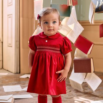 Younger Girls Red Velvet Dress