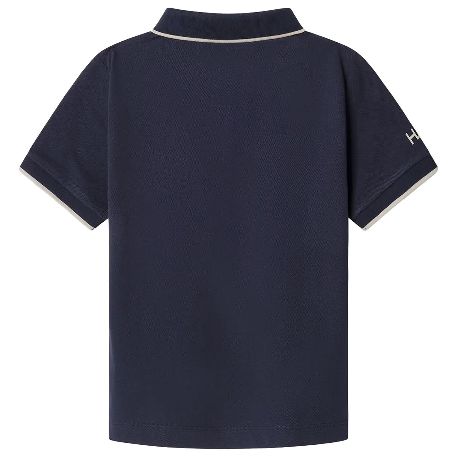 Boys Navy Blue & Beige Polo Shirt, 2, hi-res