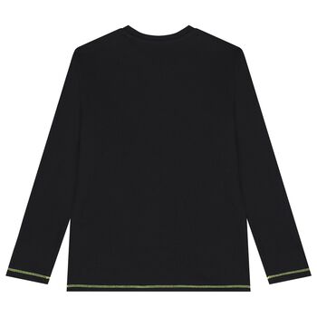 Boys Black Logo Long Sleeve Top