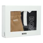 Baby Boys Black & Beige Polo & Shorts Set, 1, hi-res
