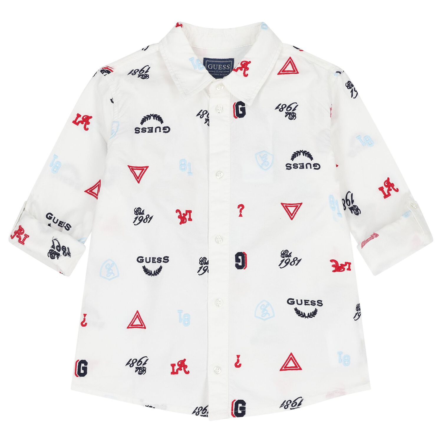 Boys White Logo Shirt, 1, hi-res image number null