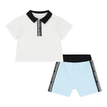Baby Boys White & Blue Ikonik Shorts Set