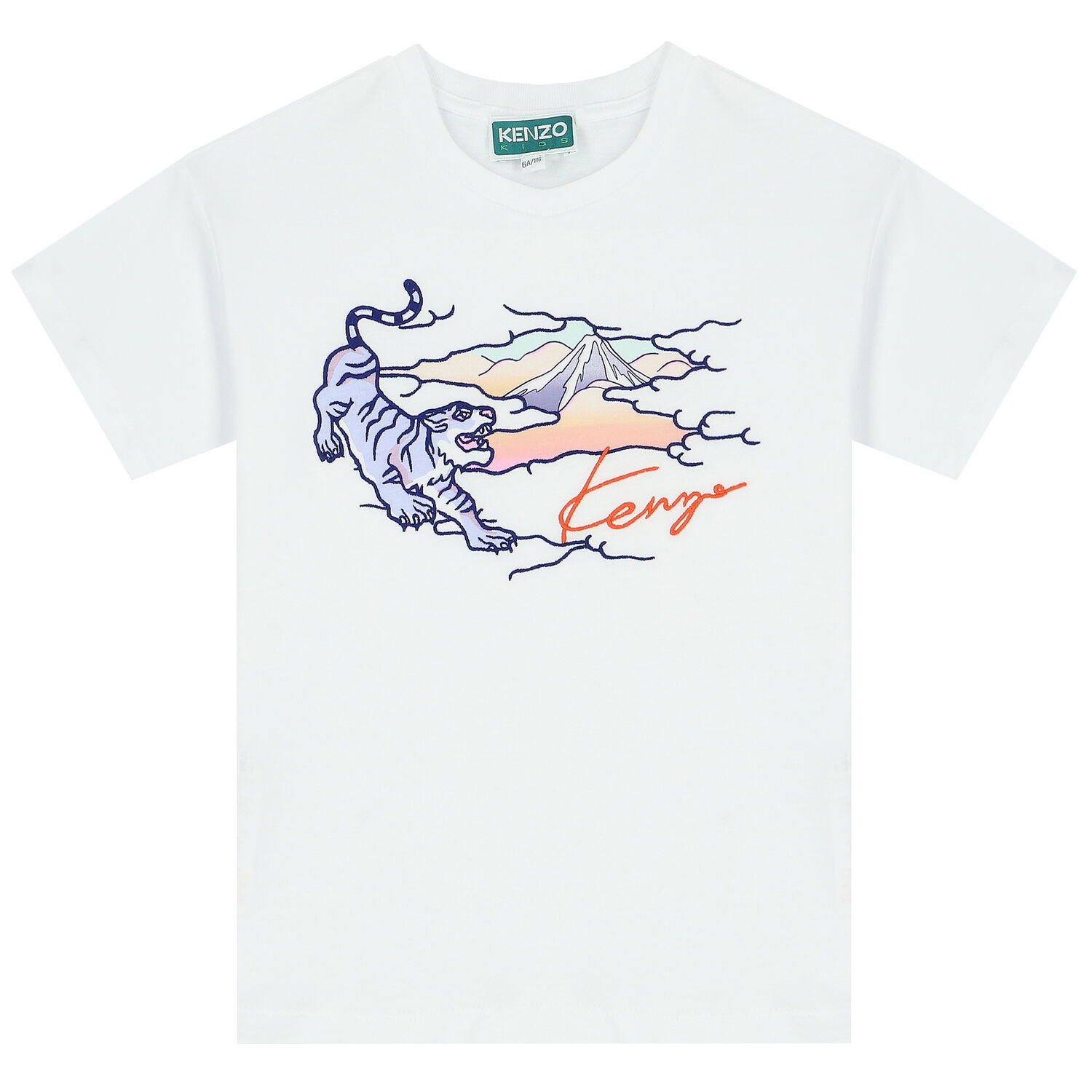 Girls White Logo Tiger T-Shirt, 1, hi-res image number null