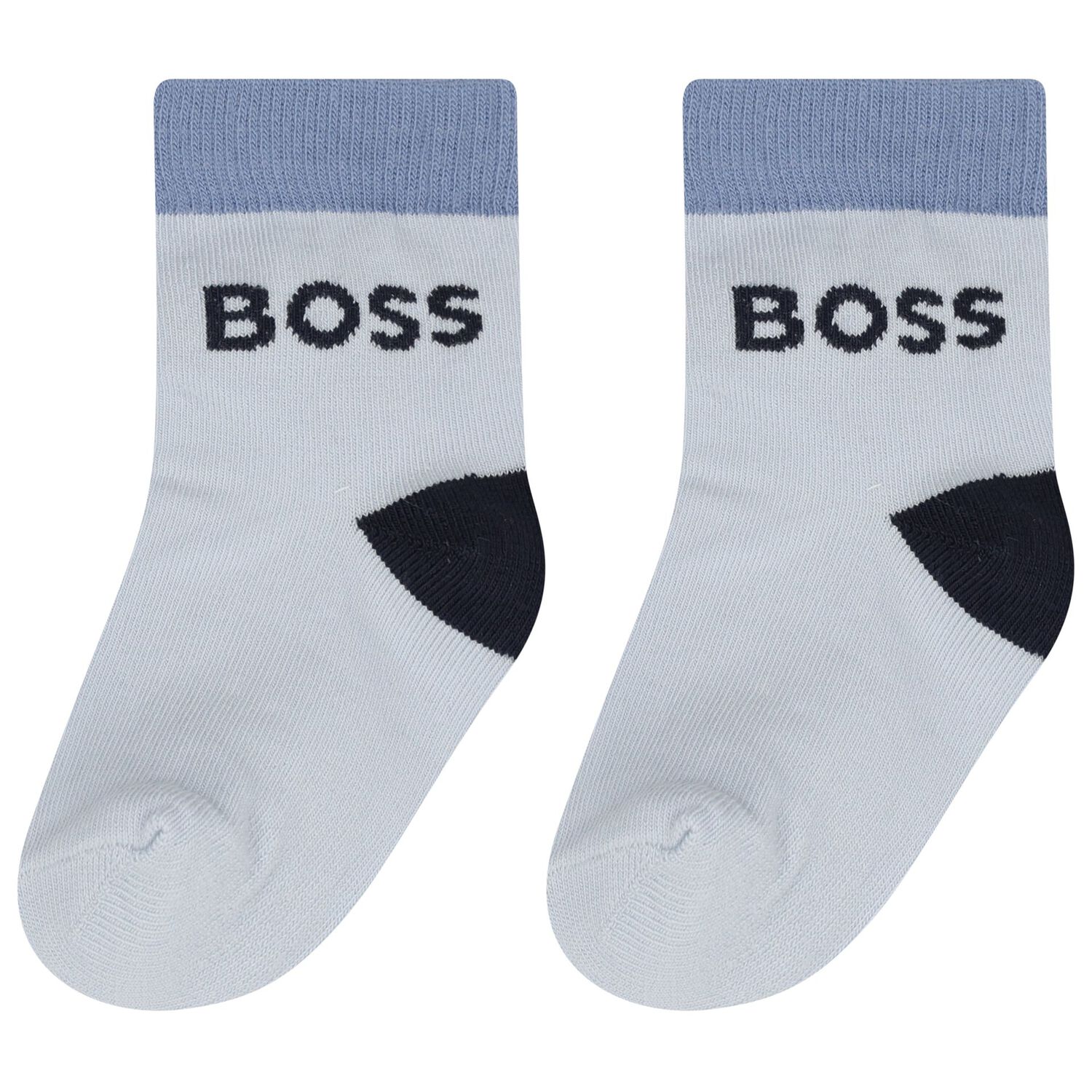 Baby Boys White & Blue Logo Socks ( 3-Pack ) , 2, hi-res