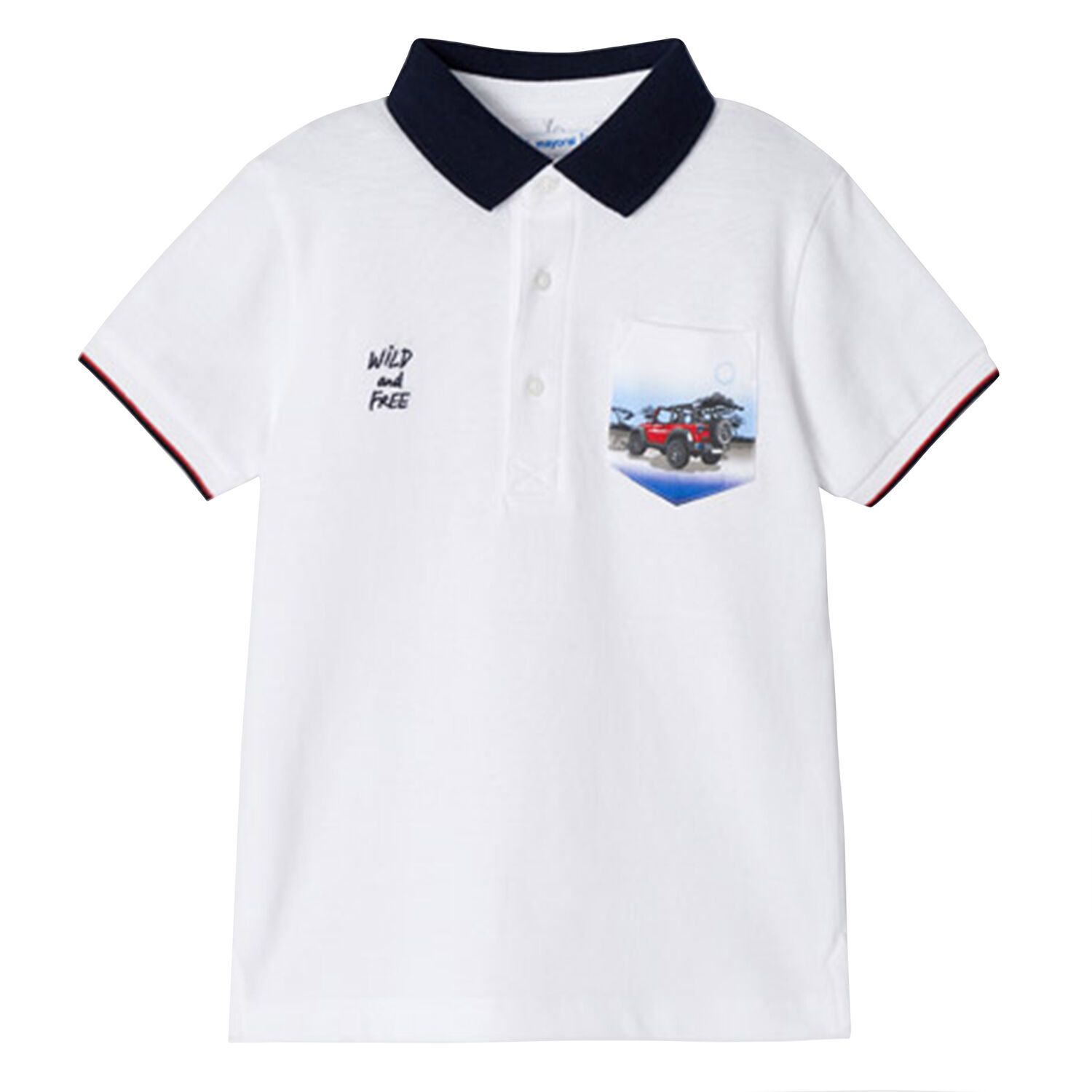 Boys White Graphic Polo Shirt, 1, hi-res image number null