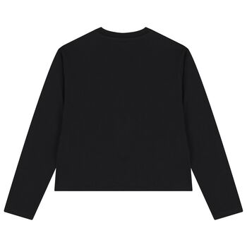 Boys Black Teddy Bear Logo Long Sleeve Top