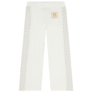 Girls Ivory Logo Trousers