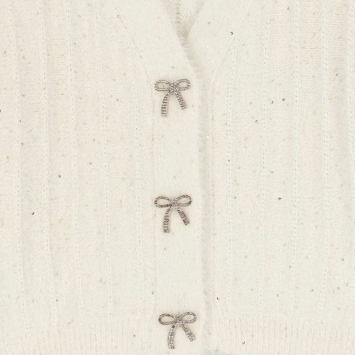 Girls Ivory Sequin Knit Cardigan, 1, hi-res