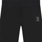 Girls Black Crystal Embellished Diamant&eacute; Logo Flared Leggings, 1, hi-res