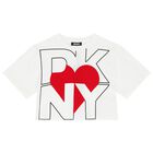 تيشيرت بنات بالشعار باللون الأبيض, 2, hi-res