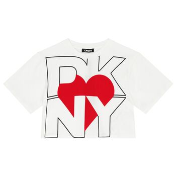 تيشيرت بنات بالشعار باللون الأبيض