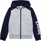 Boys Grey & Navy Hooded Top, 1, hi-res