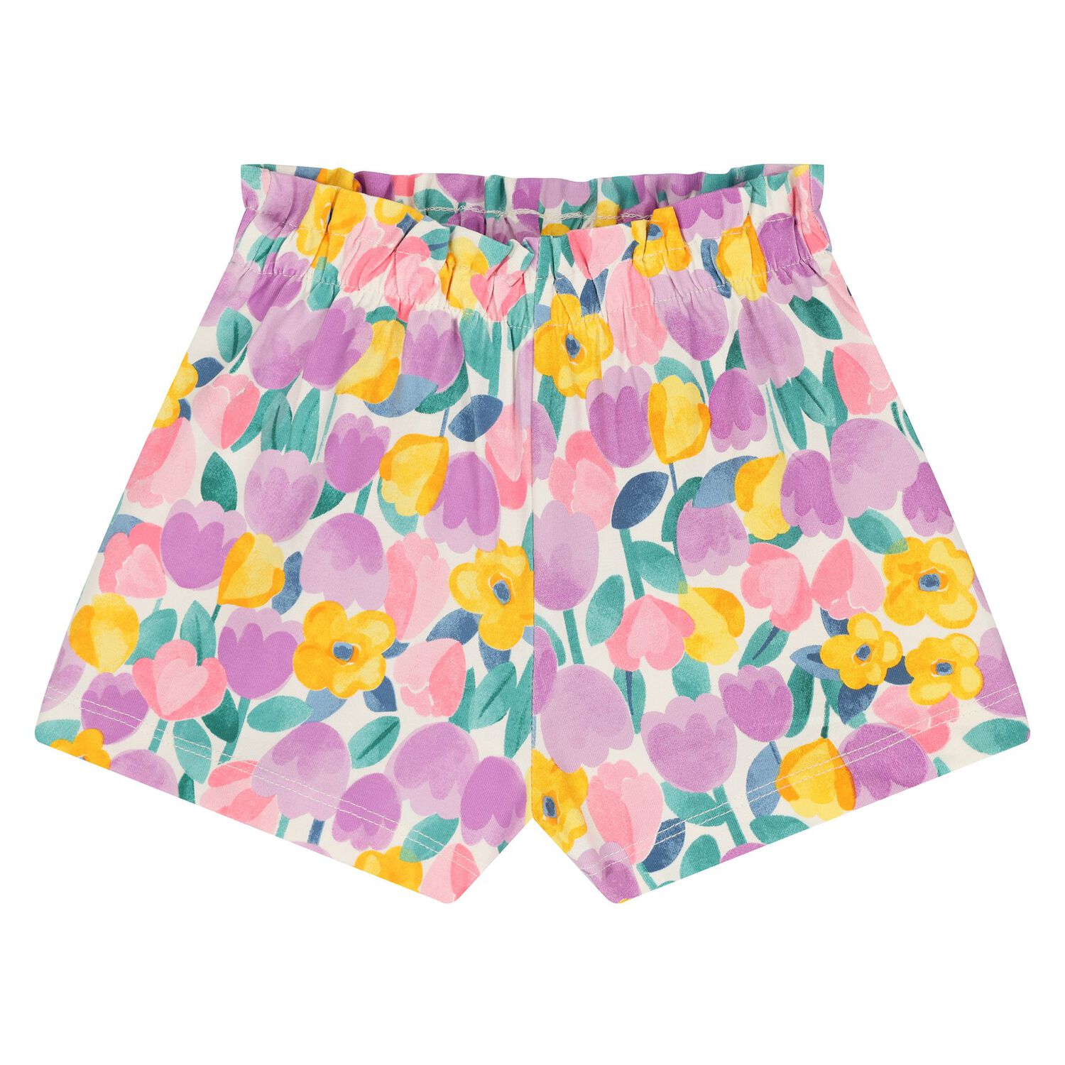 Younger Girls Ivory & Purple Shorts Set, 1, hi-res