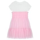 Girls White & Pink Logo Tulle Dress, 1, hi-res