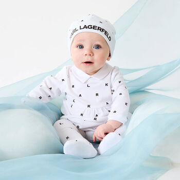 Baby Boys White & Black Babygrow Gift Set