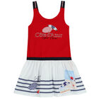 Girls Red & White Logo Dress, 1, hi-res