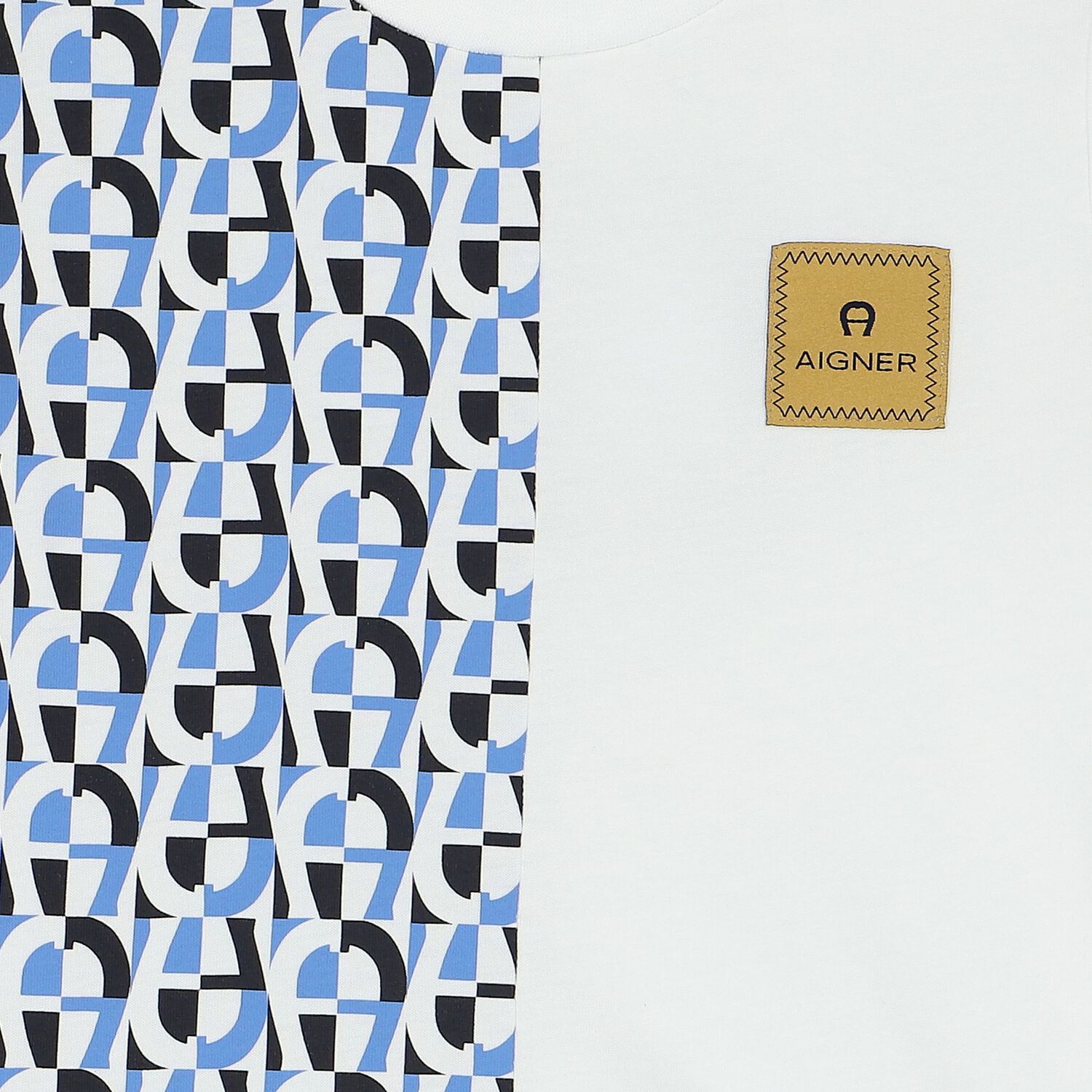 تيشيرت أولاد بالشعار باللون الأزرق والأبيض, 3, hi-res