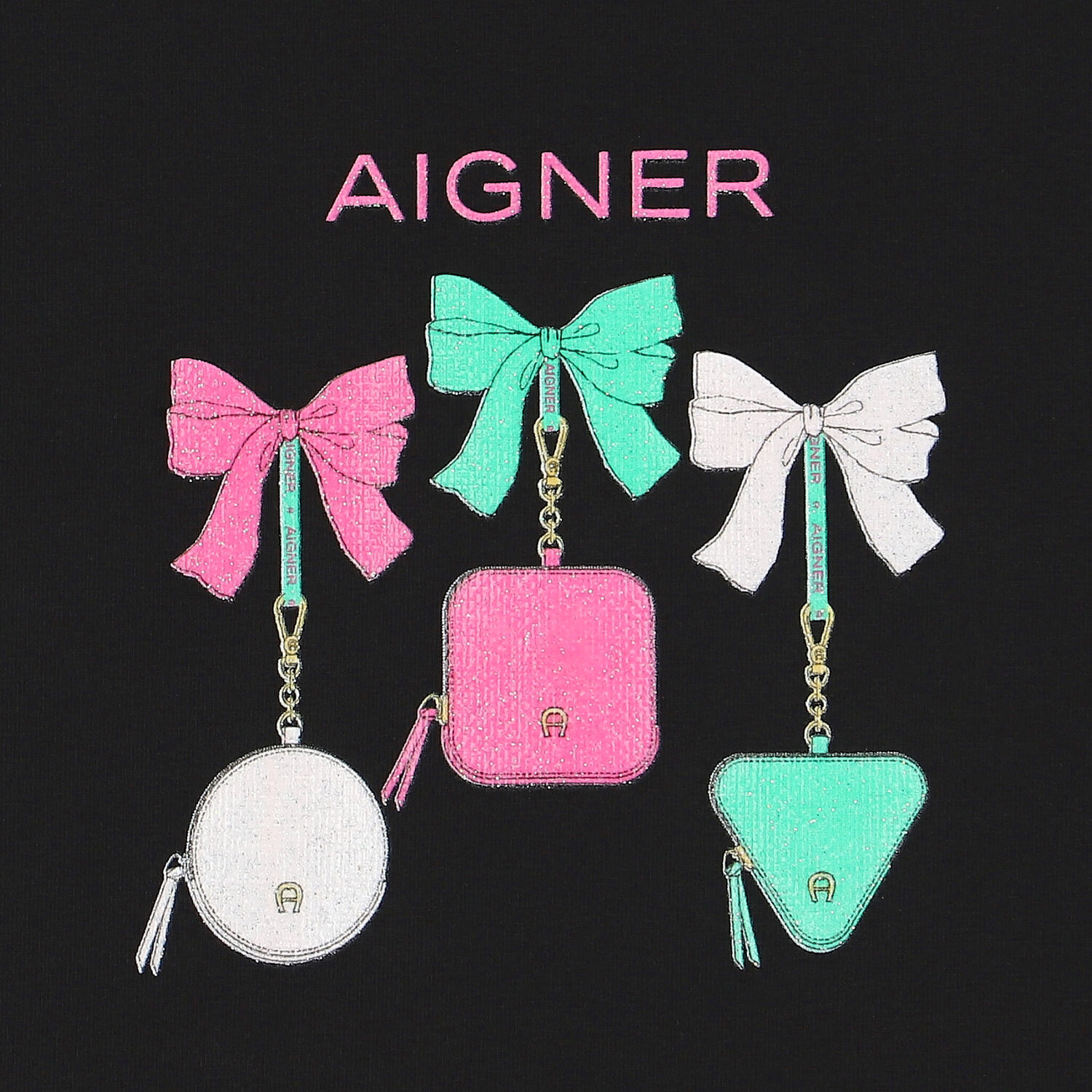 Girls Black & Silver Logo T-Shirt, 1, hi-res image number null