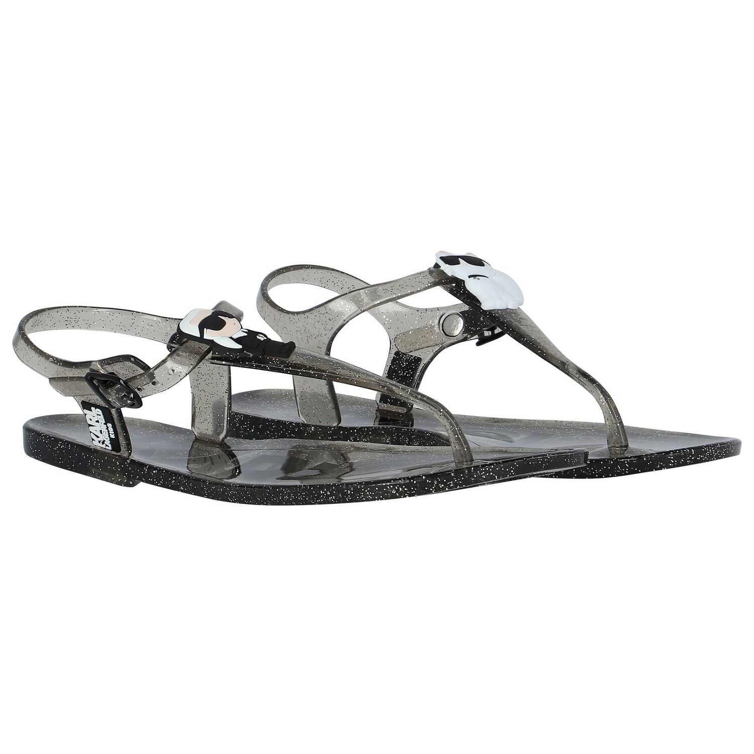 Girls Black Karl & Choupette Sandals, 1, hi-res