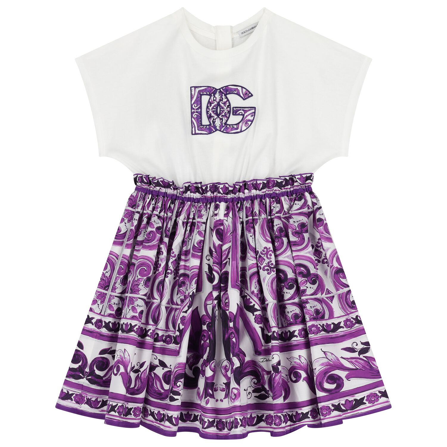 Girls White & Purple Majolica Dress, 1, hi-res image number null