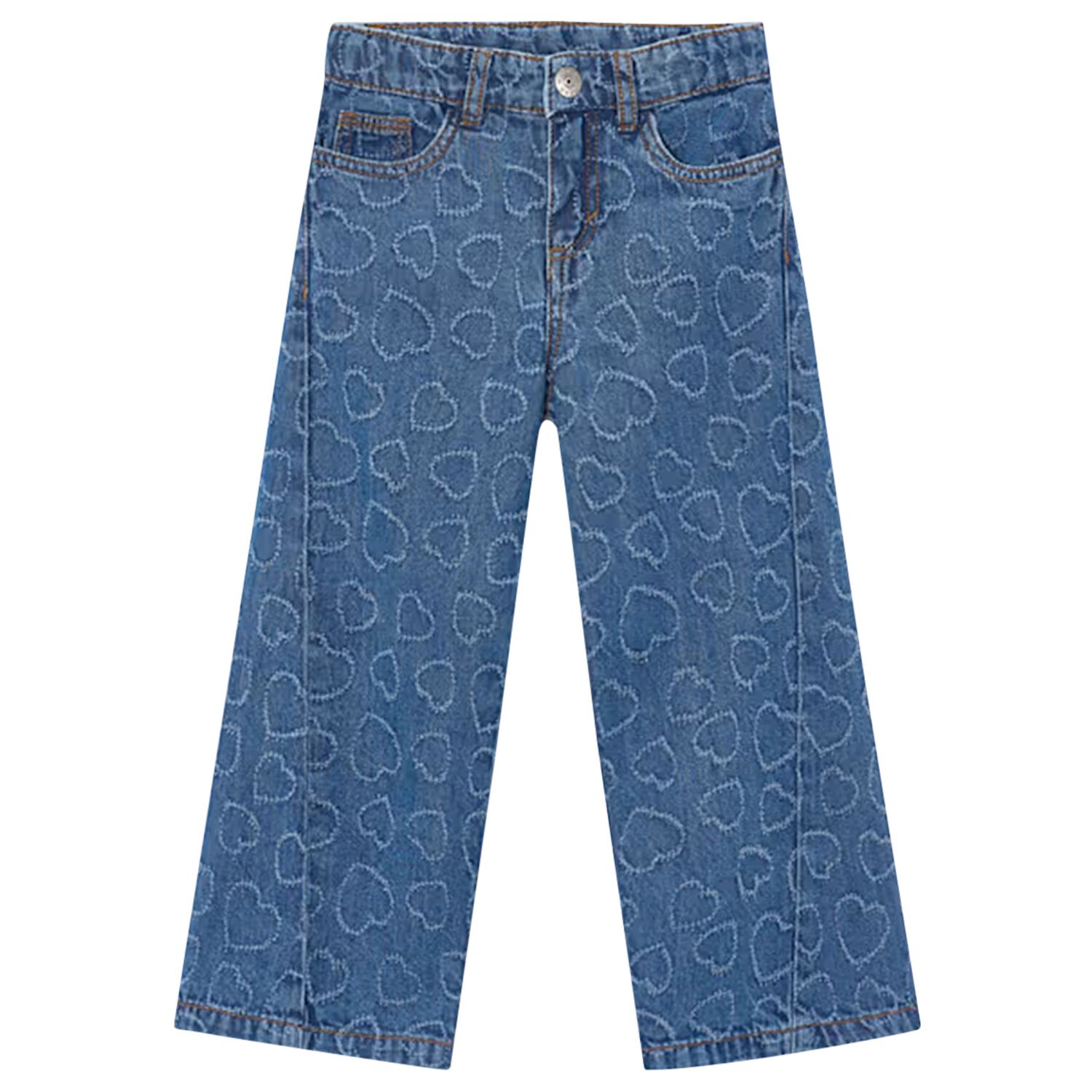Girls Blue Heart Denim Jeans, 1, hi-res