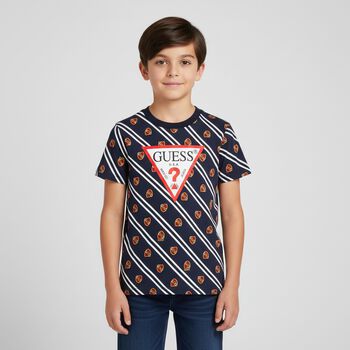 Boys Navy Blue Logo T-Shirt
