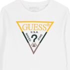 بلوزة بيضاء بأكمام طويلة بشعار للأولاد, 1, hi-res