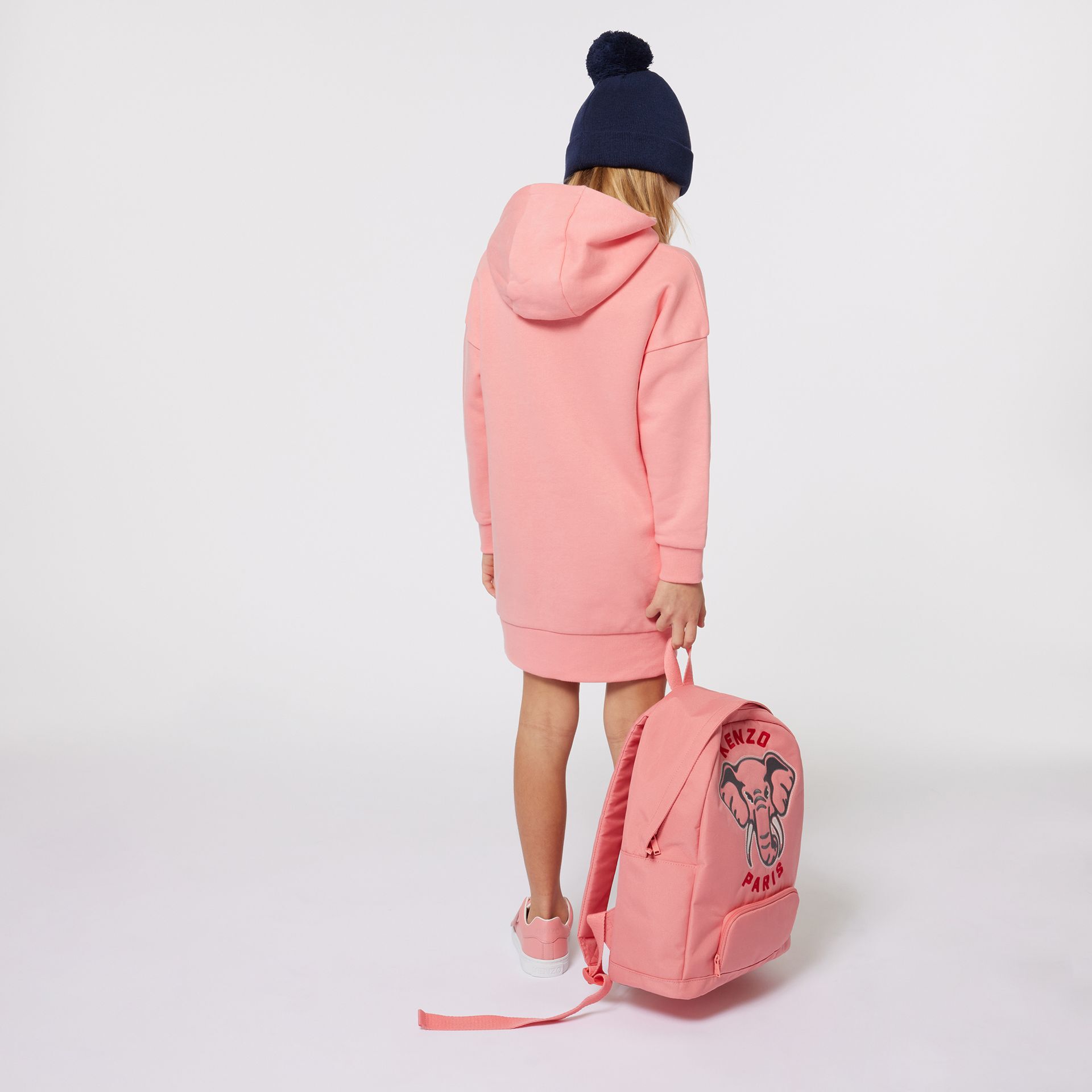 KENZO KIDS Girls Pink Elephant Logo Backpack Junior Couture UAE