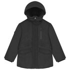 Boys Black Padded Puffer Jacket, 1, hi-res