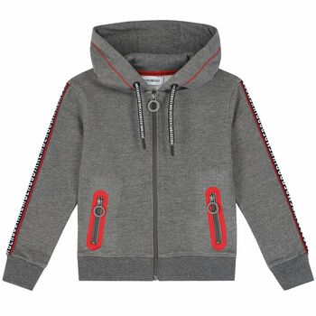 Boys Grey Logo Zip Up Top