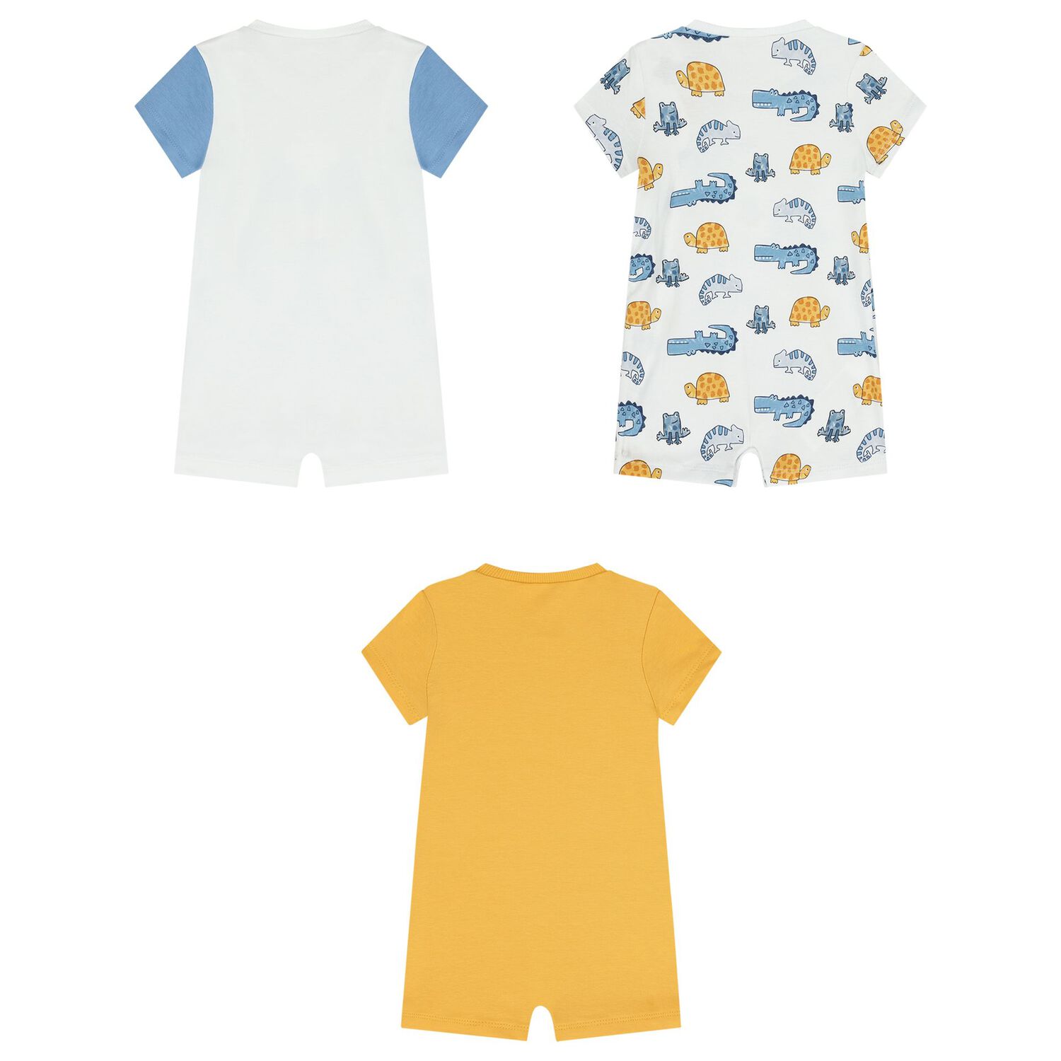 Baby Boys White & Yellow Rompers ( 3-Pack ), 1, hi-res