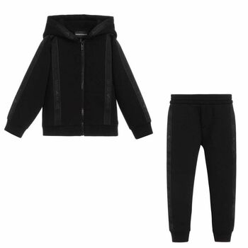 Boys Black Logo Tracksuit