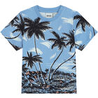 Younger Boys Blue Palm Tree T-Shirt, 1, hi-res