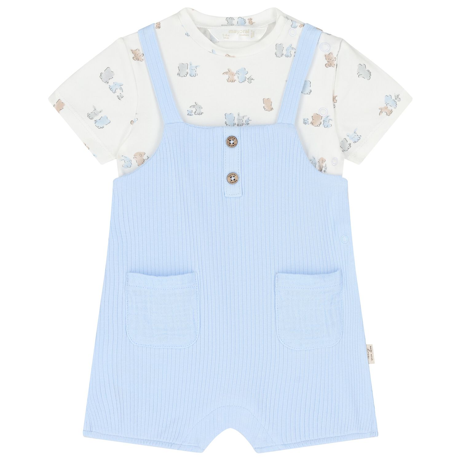Blue & White Baby Boys Bunny Romper, 2, hi-res image number null
