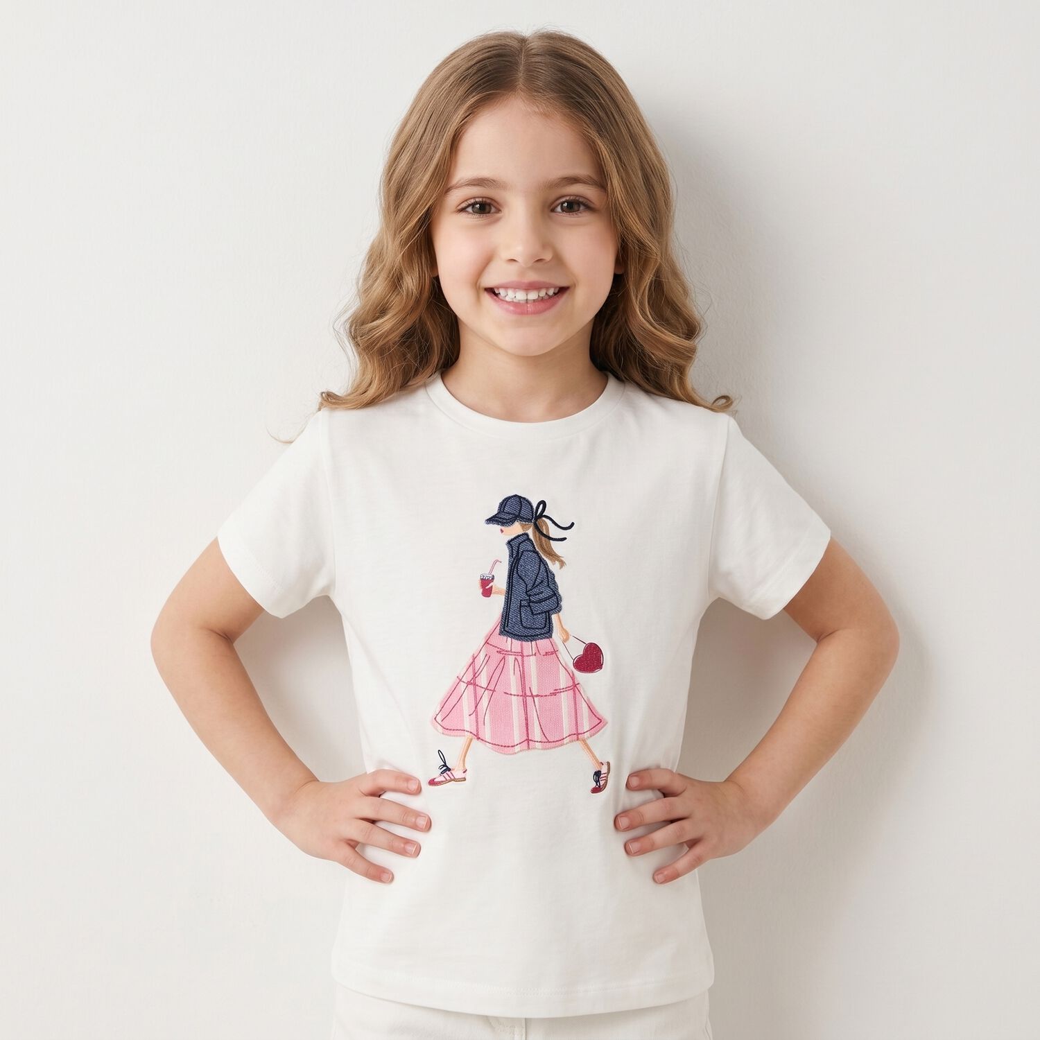 Girls White T-Shirt, 1, hi-res
