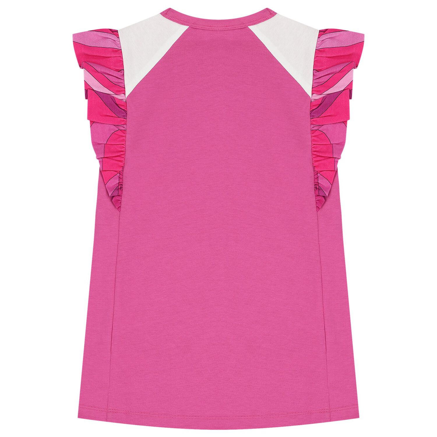 فستان لبلبنات باللون وردي وأبيض مكشكش بشعار, 2, hi-res