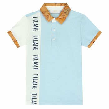 Boys Blue & White Logo Polo Shirt