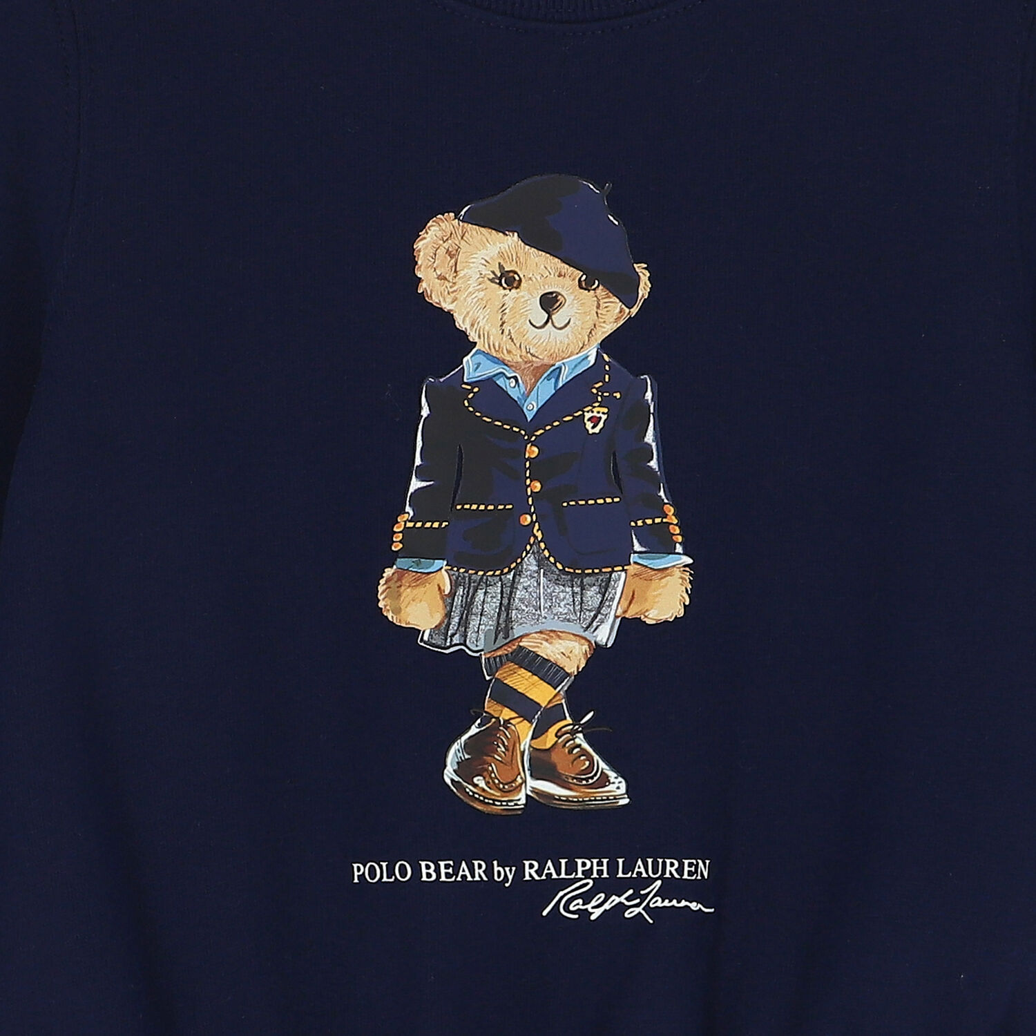 Girls Navy Bear Dress, 1, hi-res