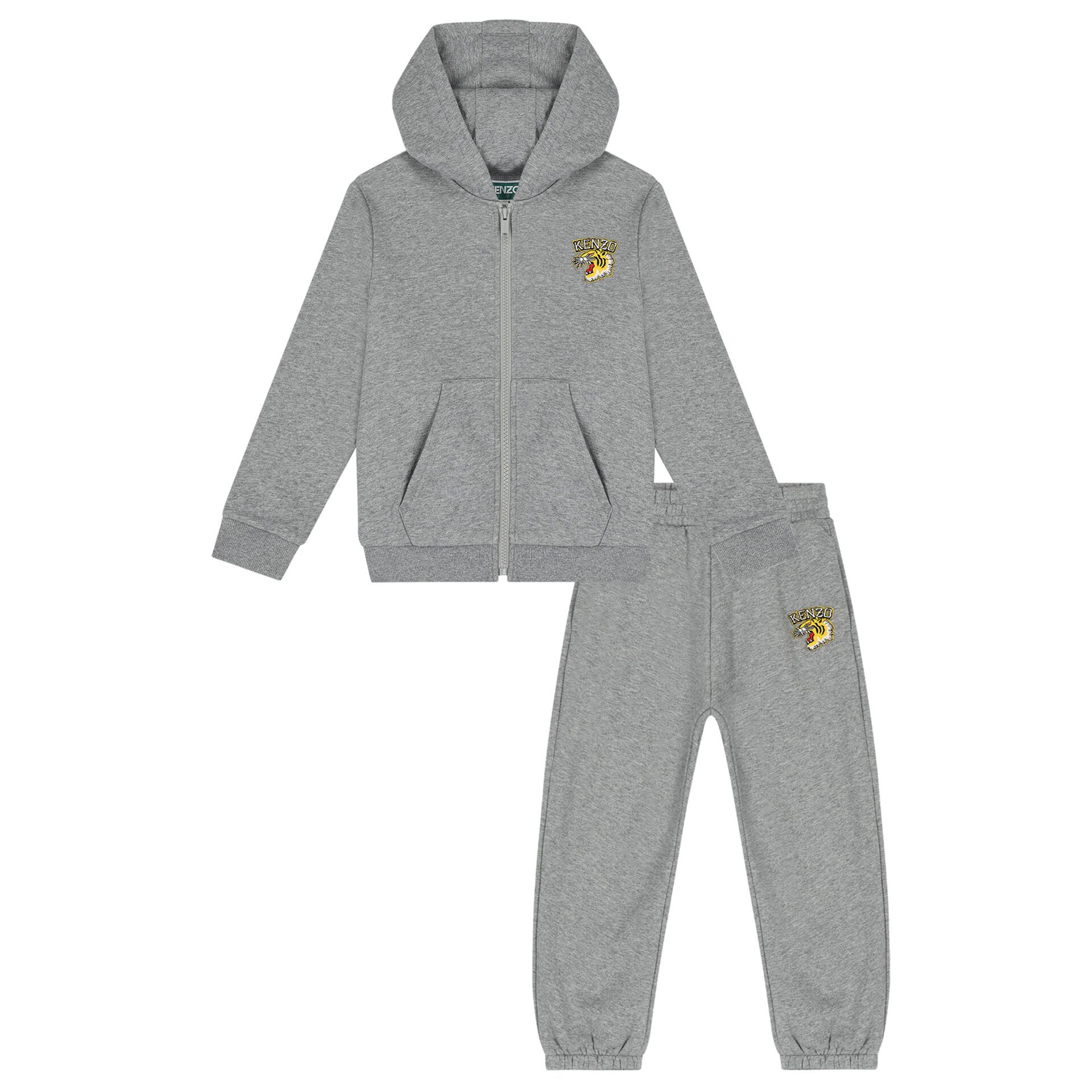 KENZO KIDS Boys Grey Tiger Logo Tracksuit | Junior Couture UAE