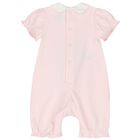 Baby Girls Pink Embroidered Romper, 1, hi-res