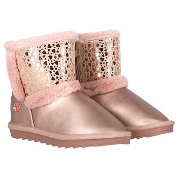 Girls Pink Faux Leather Boots
