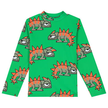 Boys Green Chameleon Rash Vest